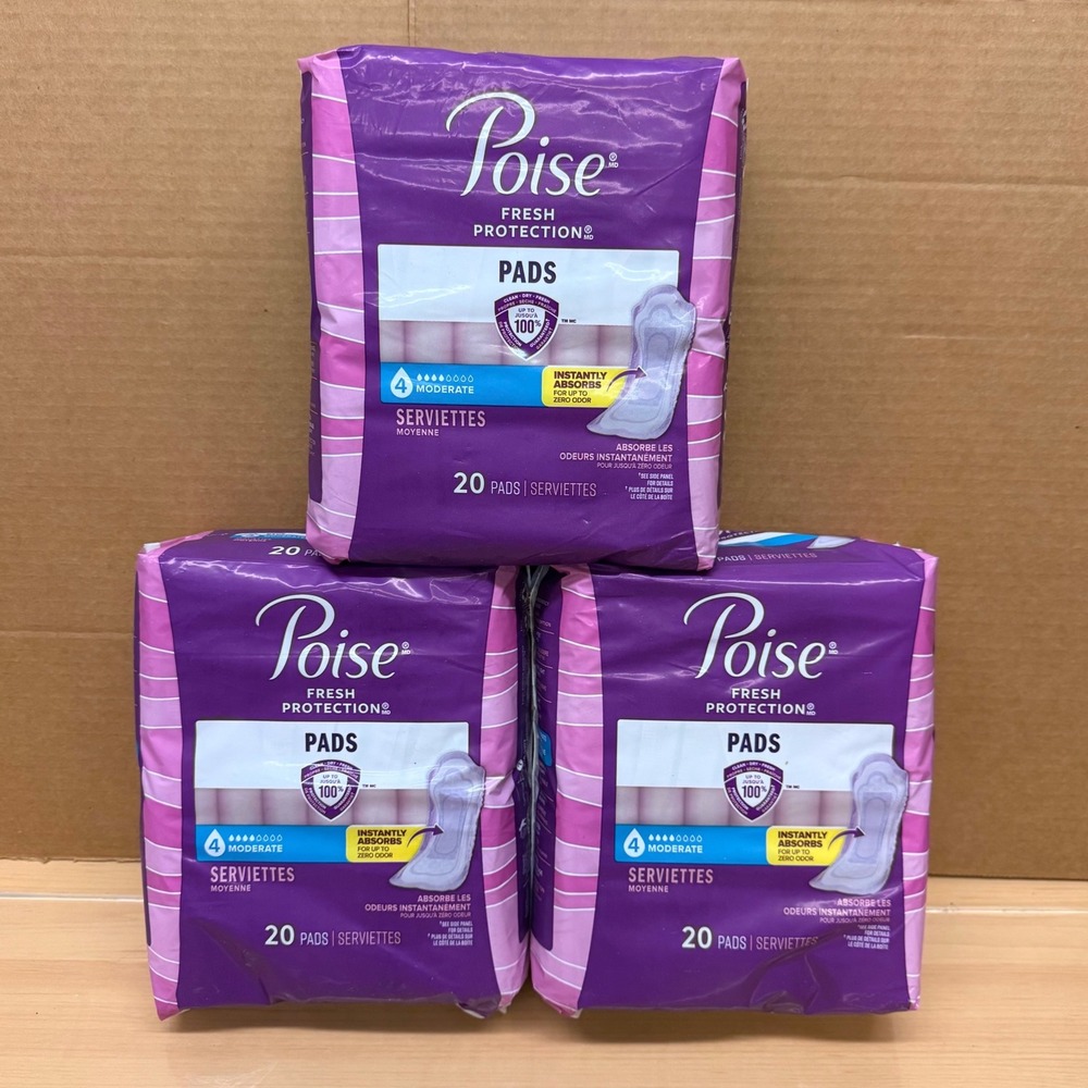 Poise Fresh Protection Incontinence Pads Moderate Absorbency Regular 20 Count